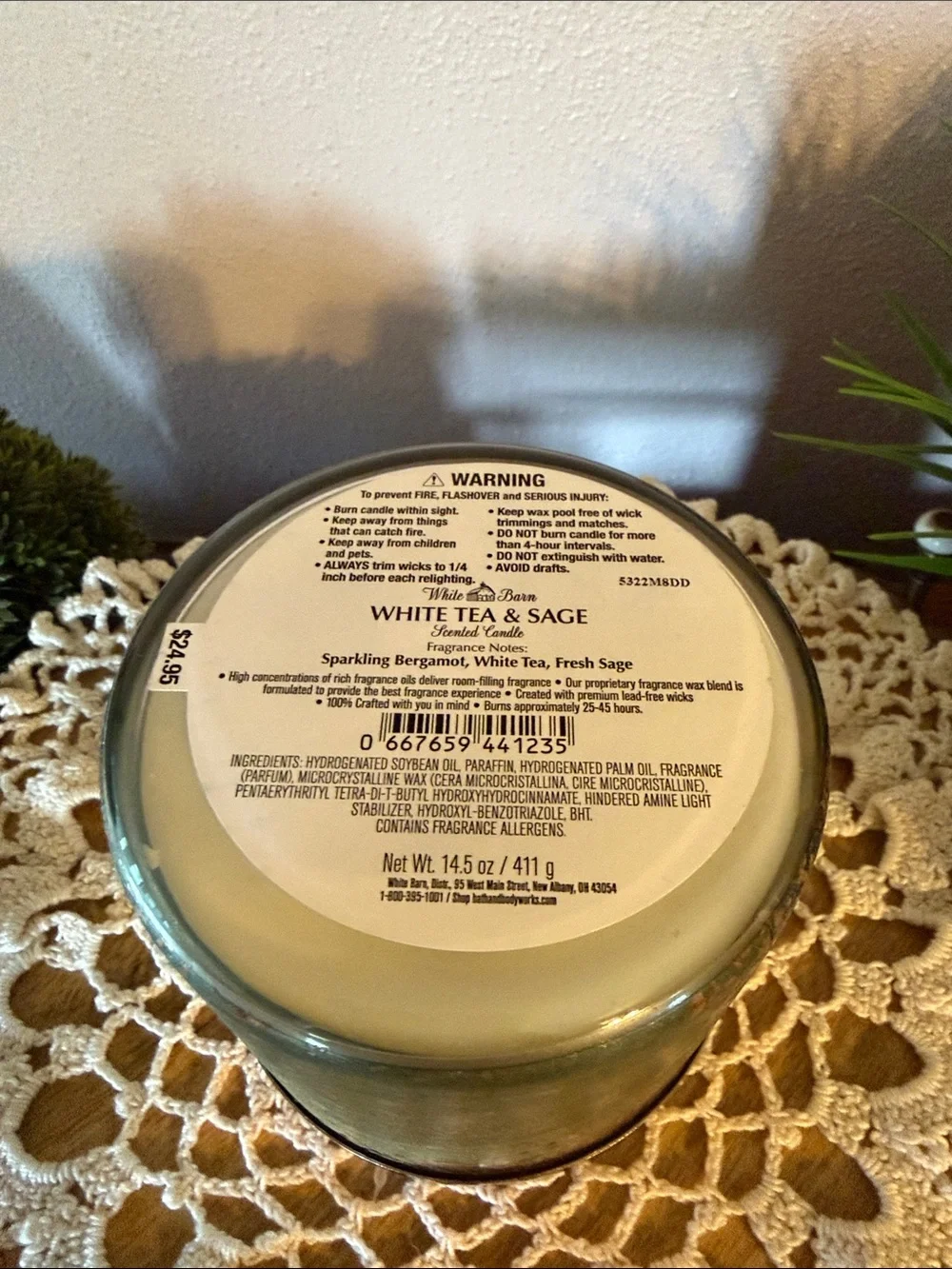 White Barn Green White Tea & Sage Decorative Jar Candle with Metallic Lid - Picture 4 of 4